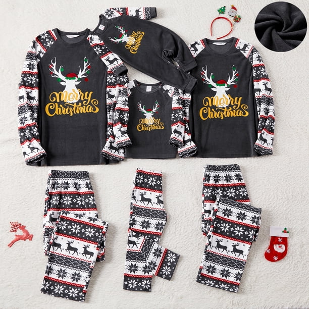 PatPat Christmas Family Matching Deer & Letter Embroidered Raglan ...