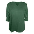 thumbnail image 3 of Wovix Womens Girl Long Sleeve Crewneck Cropped Shirt Basic Clothes Casual Solid Yoga Tee Slim Fitted Workout Tops Daily Green L, 3 of 3