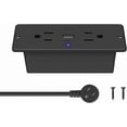 thumbnail image 2 of PYYAN-Recessed Power Strip with Outlet and USB C Ports, Furniture Flush Mount Power Strip, Small Desk Hidden Outlet for Conference Table, Nightstand, Black, 6FT., 2 of 4