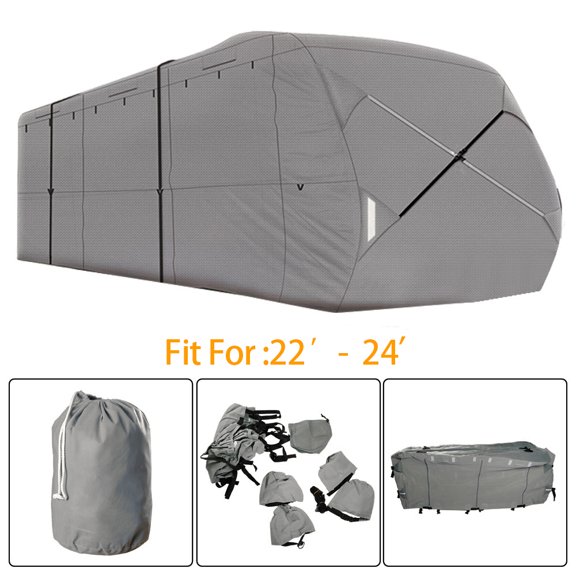 LABLT RV Trailer Cover Waterproof Camper Travel Trailer Cover 4-Ply 22'-24'