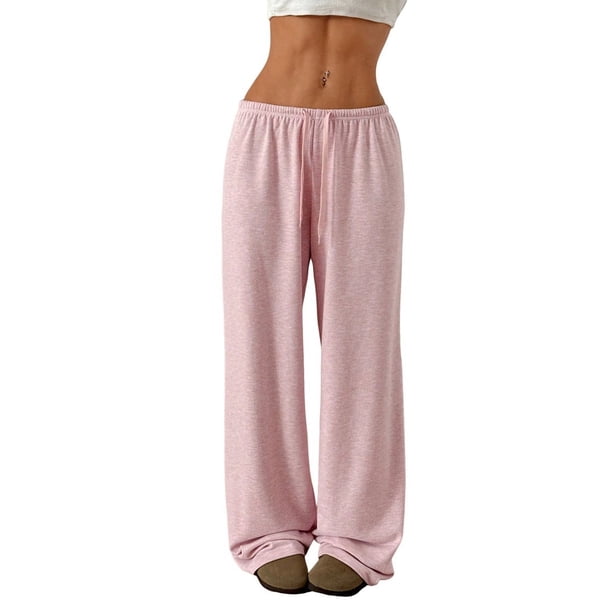 Pantalones Deportivos Anchos para Mujer, con Cordón, Holgados, de Cintura Alta y Sueltos, Informales Rosa S