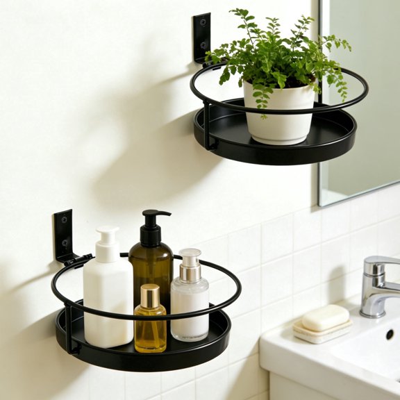 Wall Mounted Plant Holder, 2 Pack Metal Outdoor Plant Wall Shelf, Decorative Wall Planters for Indoor Plants, Black