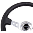 thumbnail image 2 of NRG Innovations RST-006SL Volant Renforcé (Volant Sport de 350 mm (3 Pouces de Profondeur) - Rayons Argentés avec Trous Ronds/cuir Noir), 2 of 3