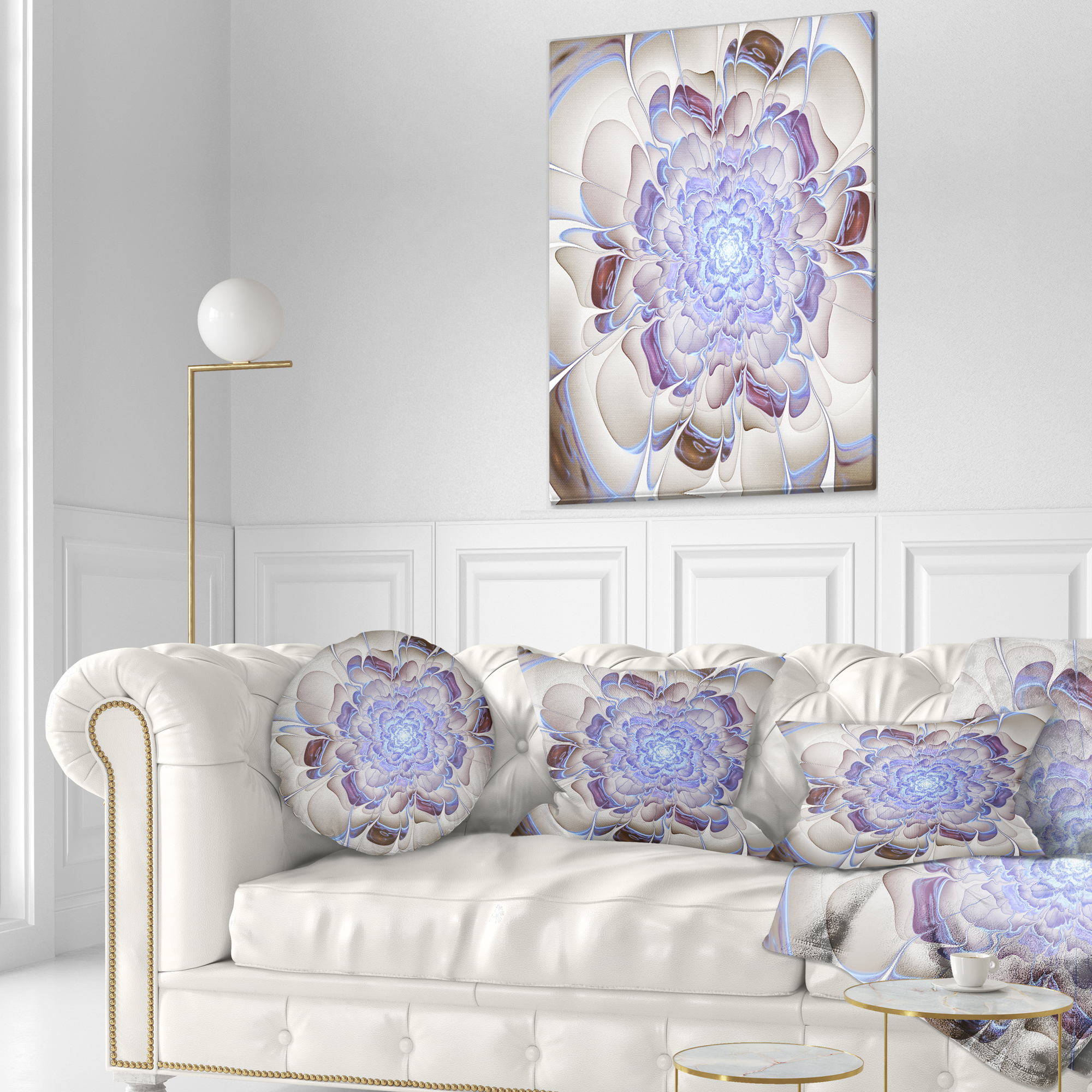Designart 12" x 20" Blue Polyester Throw Pillow