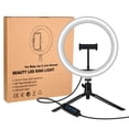 thumbnail image 4 of Luz de relleno de 10 pulgadas, soporte de escritorio con atenuación de tres colores, luz de belleza para selfies, anillo de luz en vivo de 26 cm, 4 of 5