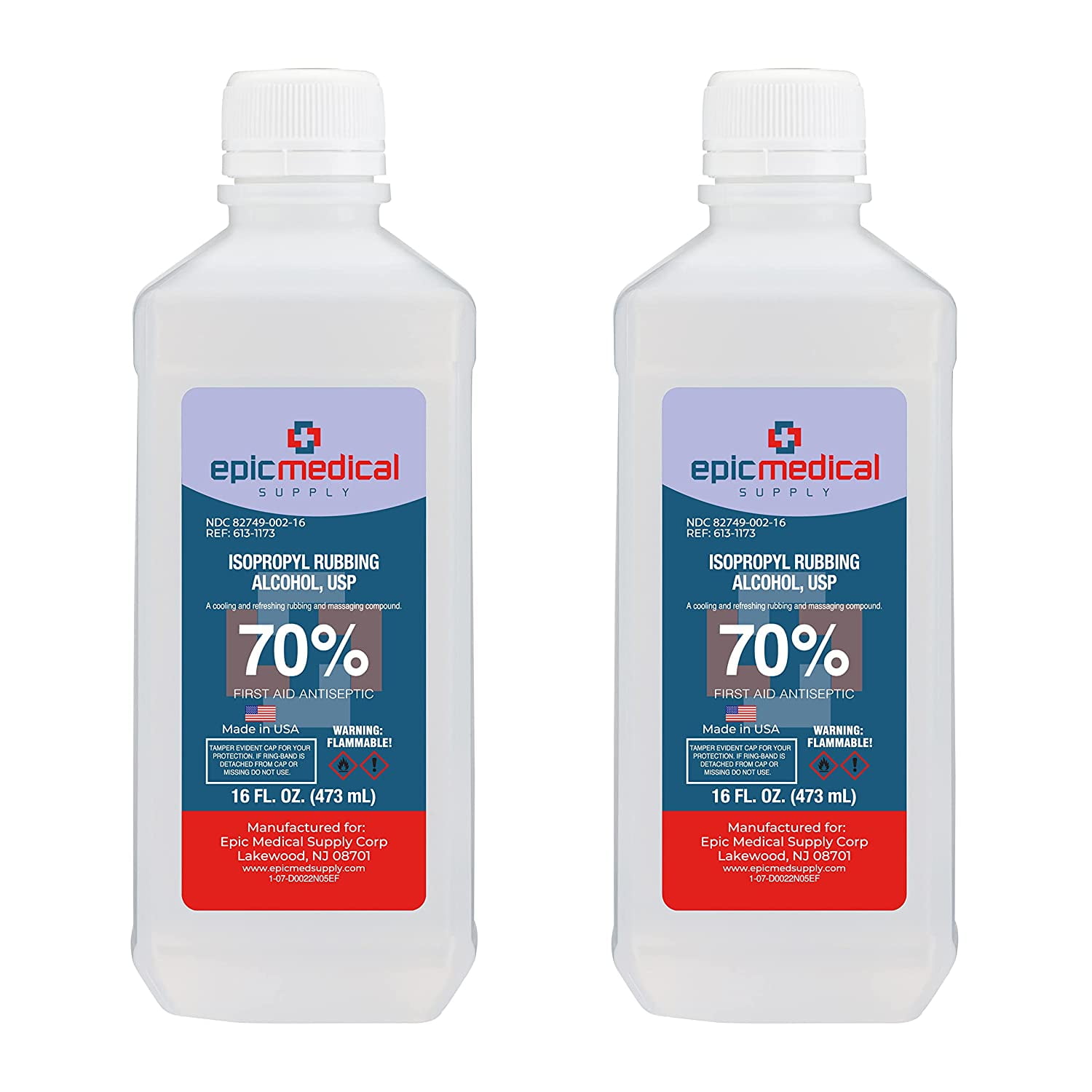 Epic Medical Supply Isopropyl Rubbing Alcohol 70% USP, 16 oz. Bottle, Multipurpose First Aid Antiseptic for Minor Wounds, Cuts, and Scrapes