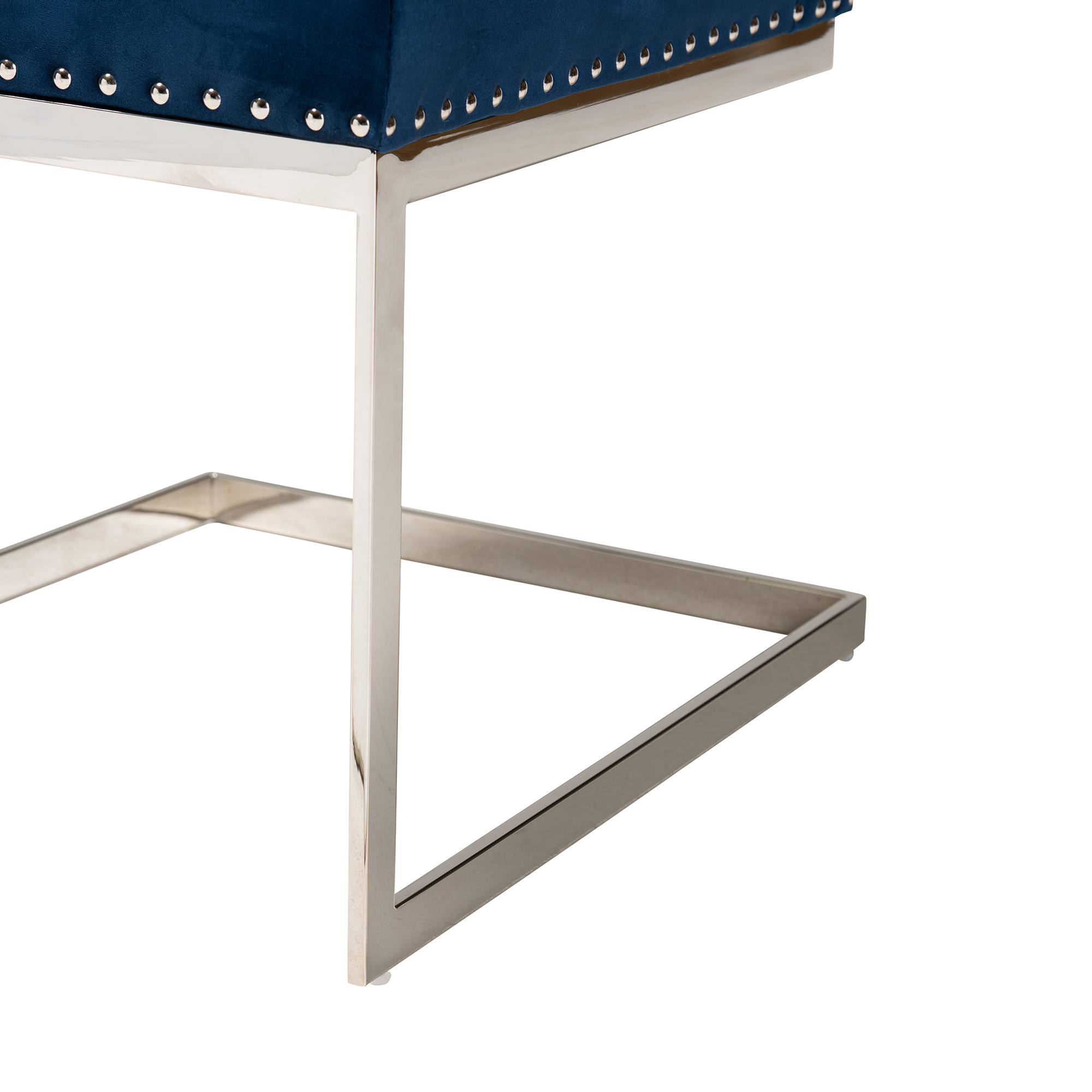 Baxton Studio Sherine Contemporary Glam and Luxe Navy Blue Velvet Fabric and Silver Metal 2-Piece Dining Chair Set
