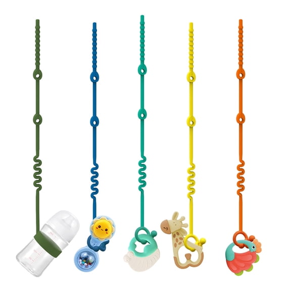 5PCS Toy Straps for Baby, Silicone Setpacifier Clip,Applies to Car Seat Toy,Teether Toy,High Chair,Stroller Accessories,Baby Toy Clips,Cribs,Rocking Chair