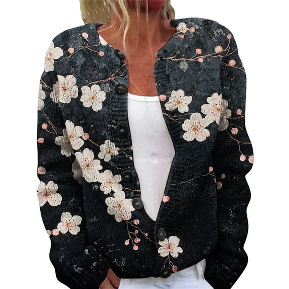 Jxximdong Cardigans for Women, Lightweight Print Stylish Open Front Cardigan, Women's Bolero Shrugs Black
