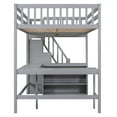 thumbnail image 4 of Euroco Wooden 2 Tiers 3 Drawers Loft Bed with Desk, Shelf and Storage, Gray, 4 of 17