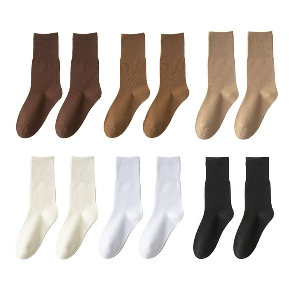 6 Pairs Women Crew Socks Seamless Athletic Running Socks Soft Breathable Pile Socks Casual Mid-Tube Ankle Socks