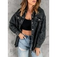 thumbnail image 6 of Eytino Plus Size Women's Denim Jean Jacket Long Sleeve Boyfriend Denim Jacket Coat Black 2XL Female, 6 of 10