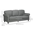 thumbnail image 3 of HOMCOM 3-Seater Sofa Couch Modern Linen Fabric Sofa with Rubberwood Legs, 3 of 10
