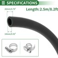 thumbnail image 3 of Ofertas únicas 1 juego de mangueras de aceite lubricante 0.55"ID 0.79"OD 8.2ft tubo de manguera de caucho nitrilo con 2 abrazaderas para riego/equipos pequeños/exteriores negro, 3 of 7