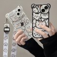 thumbnail image 2 of Funda de teléfono con cordón para iPhone, carcasa de TPU suave con diseño de gato de dibujos animados para modelos 14, 13, 11, 12, 16 Pro Max, XS, X, XR, 8, 7, 15, 14 Plus, 2 of 5