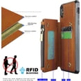 thumbnail image 3 of Wallet Case with Card Holder for iPhone 12 Pro Max,RFID Blocking Luxury PU Leather Kickstand Card Slots,Magnetic Clasp and Wrist Strap Zipper Pocket Flip Case for iPhone 12 Pro Max 6.7",Khaki, 3 of 14