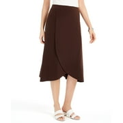 JM Collection Women's Solid Tulip Hem Skirt Brown Size Medium