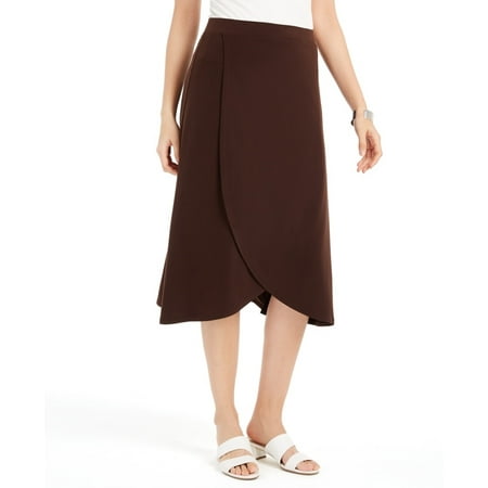 JM Collection Women's Solid Tulip Hem Skirt Brown Size Medium