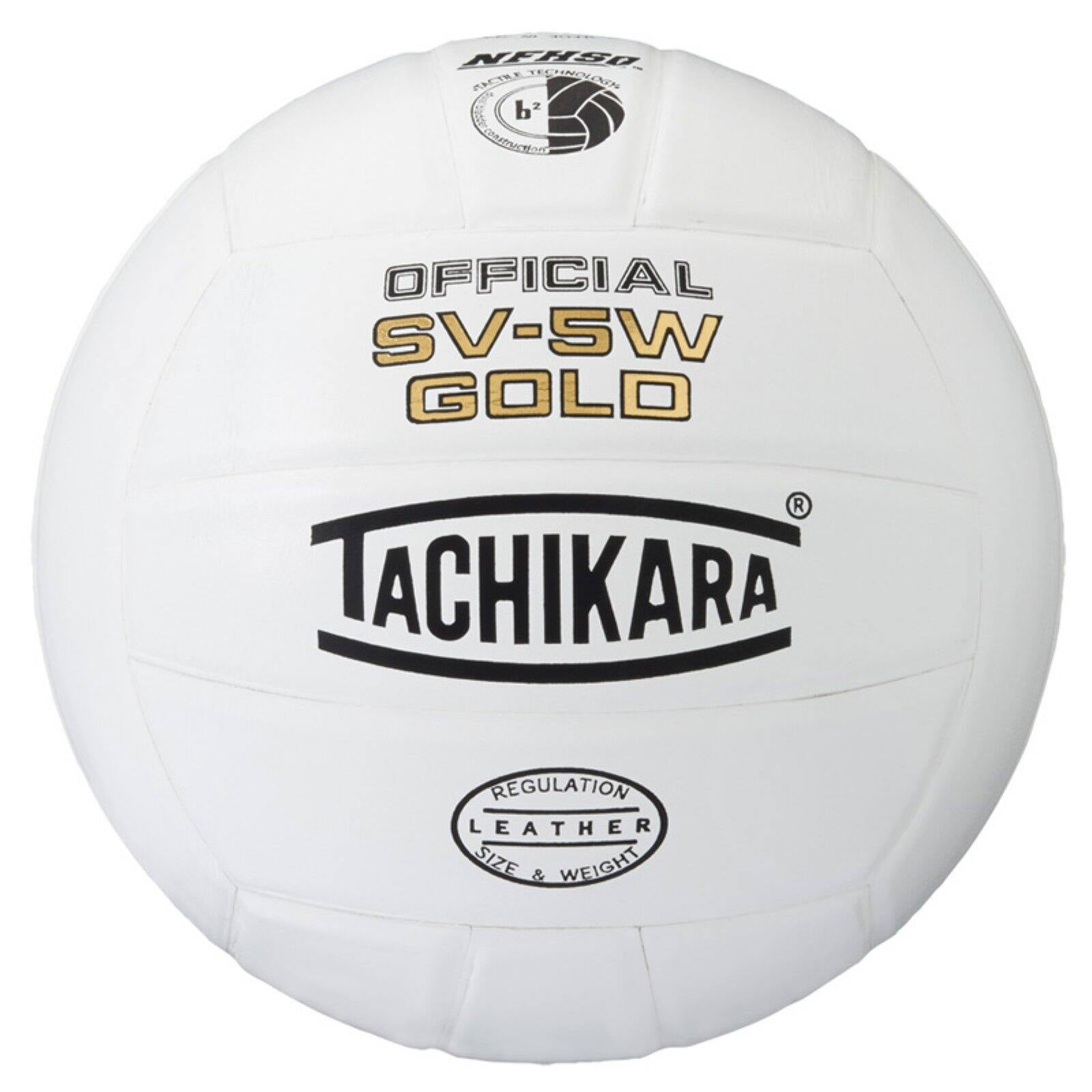Tachikara Official SV-5W Gold Leather Volleyball, Scarlet/White/Navy