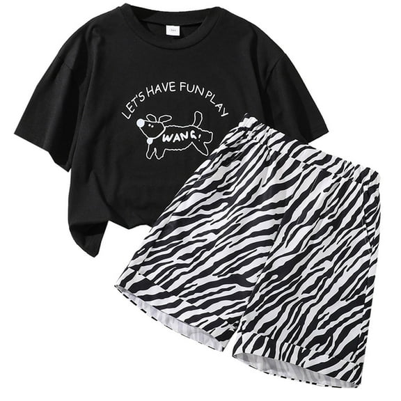 Utlike Girls Clothing Set Summer Print Short Sleeve Top & Casual Shorts 2 Piece Set Lightweight Casual Outfits Size 9 Years-10 Years