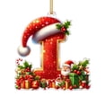thumbnail image 2 of LEFXSMR Christmas Letter Ornaments, Red Initial Ornaments with Santa Hat Gift, Letters Christmas Decorations for Christmas Tree Party Supplies, I, 2 of 2