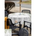 thumbnail image 4 of Outdoor Tablecloth with Umbrella Hole and Zipper, Watercolor Floral Square Table Cloth 60x60 Inch Waterproof Tablecloth, Spring Flowers Leaves Botanical Wood Grain Picnic Table Cover for Patio, 4 of 7