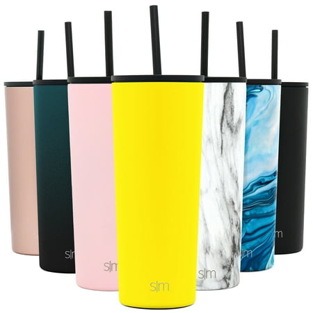 Simple Modern 24 oz Classic Tumbler with Straw & Flip Lid - 18/8 Stainless Steel Water Bottle -Sunshine
