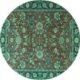 thumbnail image 1 of Ahgly Company Machine Washable Indoor Round Persian Turquoise Blue Traditional Area Rugs, 6' Round, 1 of 4