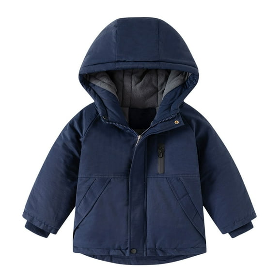 AHTJRT Boys Girls Puffer Jacket Thermal Winter Heavyweight Windproof Waterproof Outerwear with Pockets Zip-Up Hooded Coat Dark Blue 7-8 Years