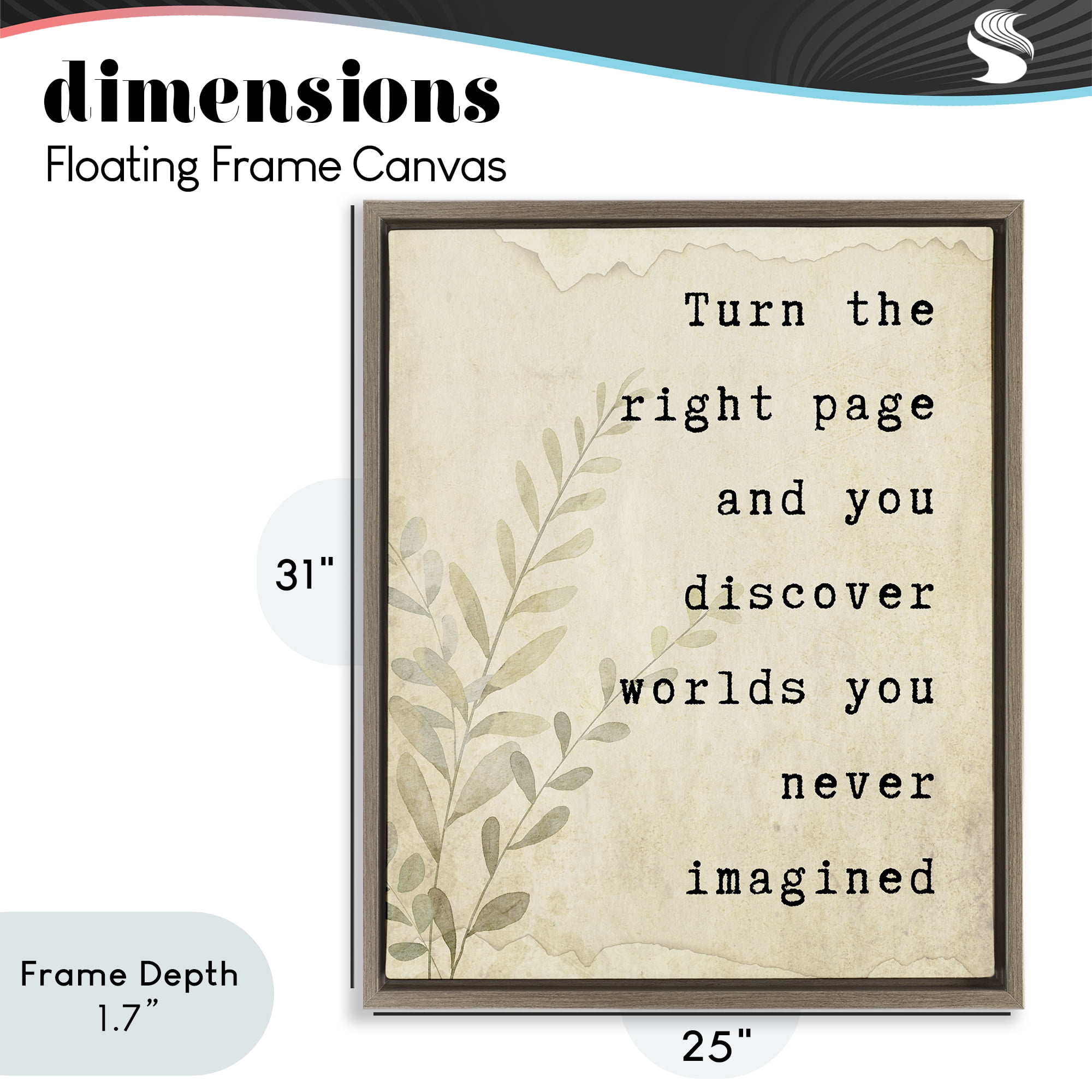 Stupell Industries Literary Wonders Quote Brown Framed Floater Canvas Wall Art, design by Julia Frost