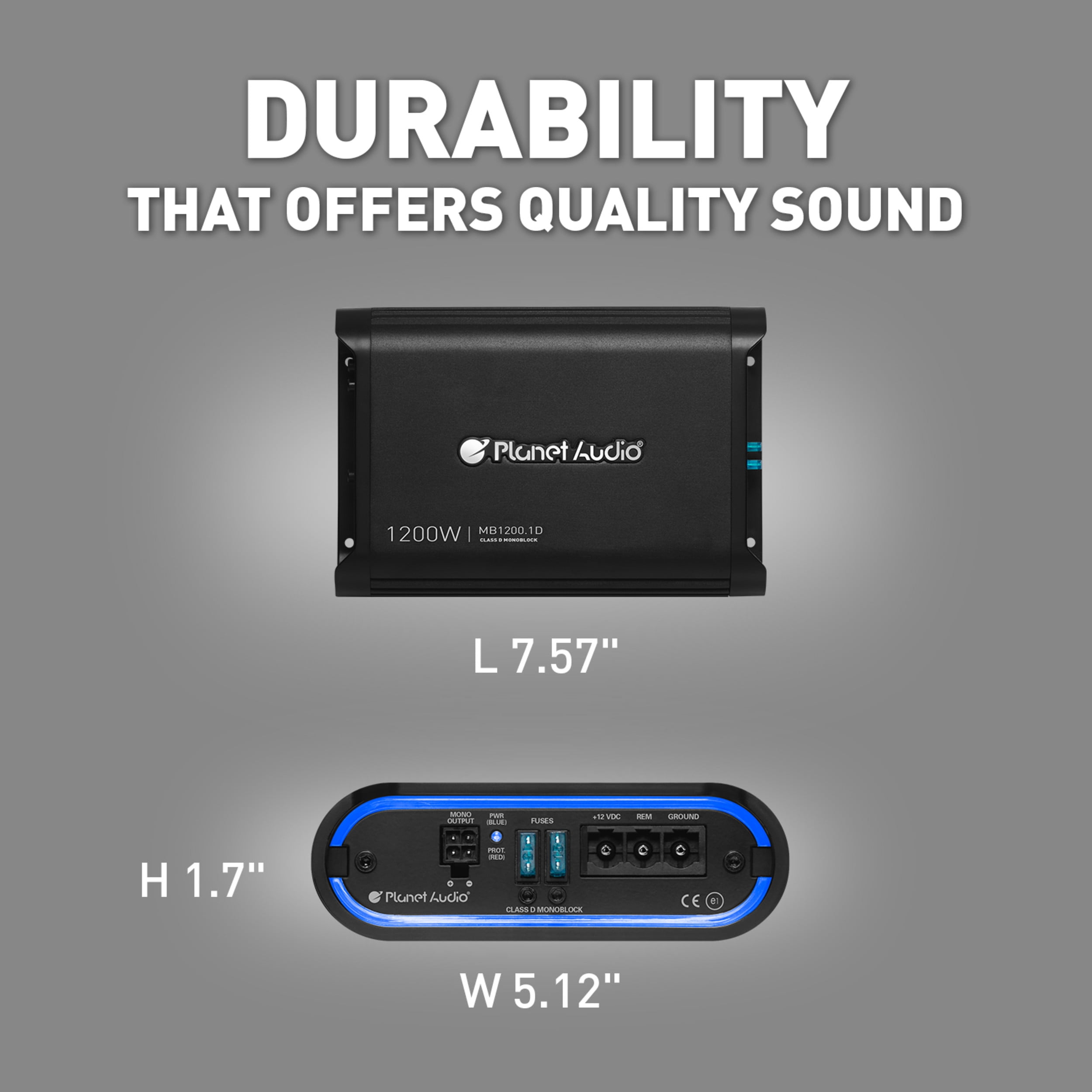 Planet Audio MB1200.1D 1200 Watt Class D Car Amplifier, 1 Ohm Stable, Mosfet
