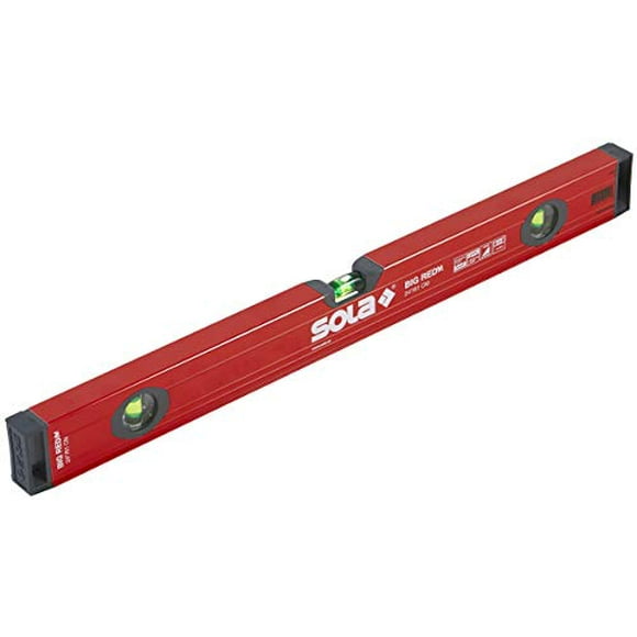 SOLA LSB24M Big Red Aluminum Magnetic Box Beam Level with 3 60% Magnified Vials, 24-Inch