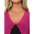 thumbnail image 5 of Allegra K Bolero Shrug for Women's Sheer Mesh Tie Front Textured Crop Shrug for Evening Dresses XL Hot Pink, 5 of 6