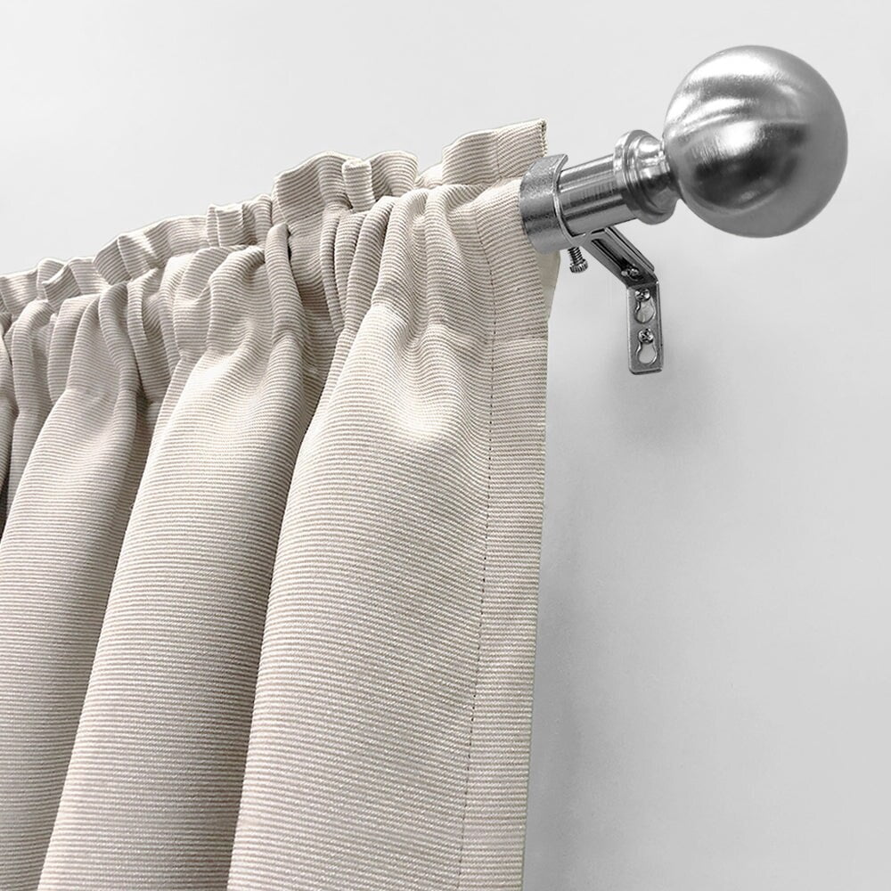 3/4" Drapery Single Curtain Rod Set with Classic Sphere Finials_Brushed Nickel Silver - 66"-120"