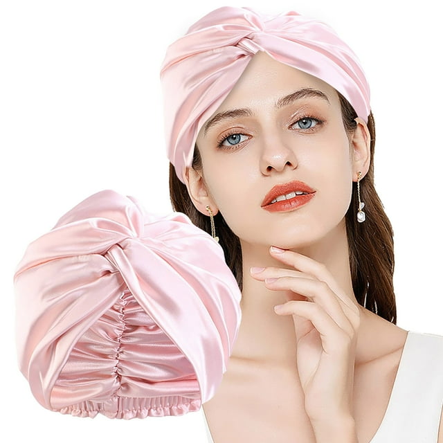 Bonnet en Satin de Soie pour Femmes, Très Grand, Réversible, Ajustable, Bonnet de Nuit pour Cheveux