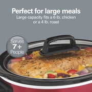 Hamilton Beach 6 Qt Slow Cooker, Stoneware Crock with Removable Pot, Red