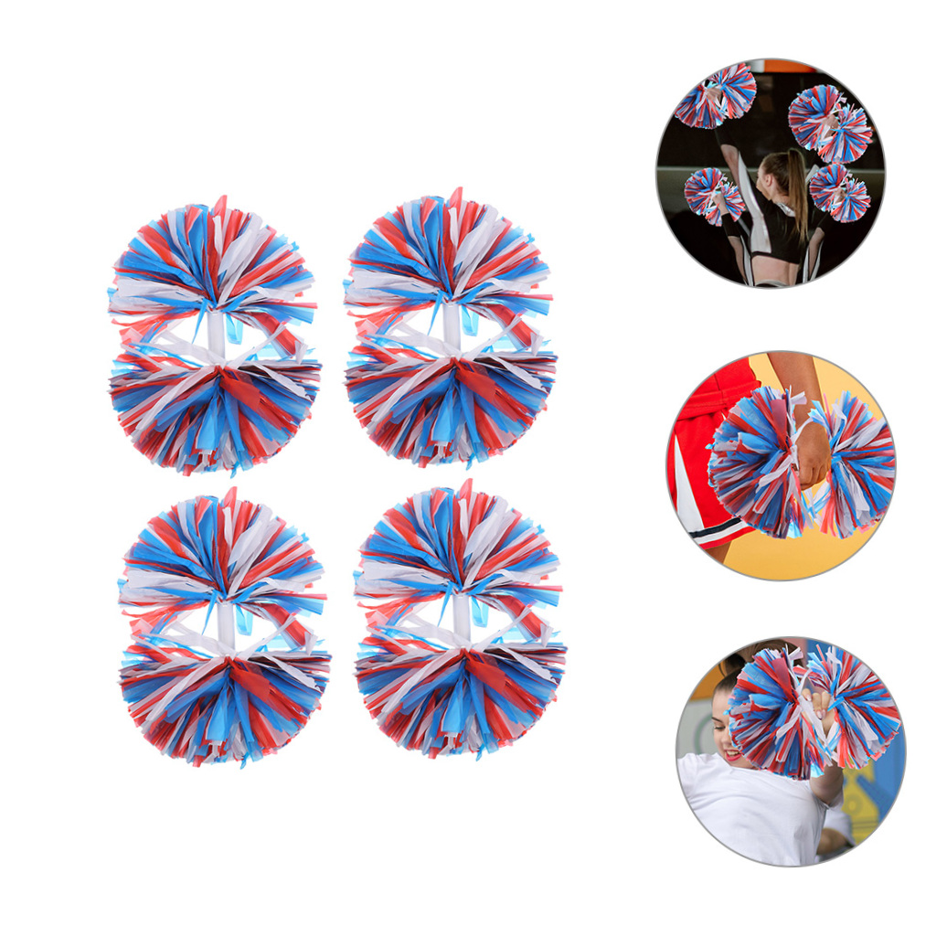 UPOUART 4Pcs Cheer Pom Poms Portable Reusable Metallic Colors for Field Performance