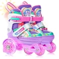 thumbnail image 1 of Patines con forma de unicornio arcoíris con forma de 4 piezas para niñas de 2 a 5 a 8 años, 1 of 8
