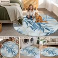 thumbnail image 6 of Abstract Bamboos Leaf Round Area&nbsp;Rug 8ft Blue Branch Leaf Watercolor Non-Slip&nbsp;Washable Circle Rugs Soft Felt Indoor Floor Mat for Bedroom Kitchen Living Room Bathroom, 6 of 9
