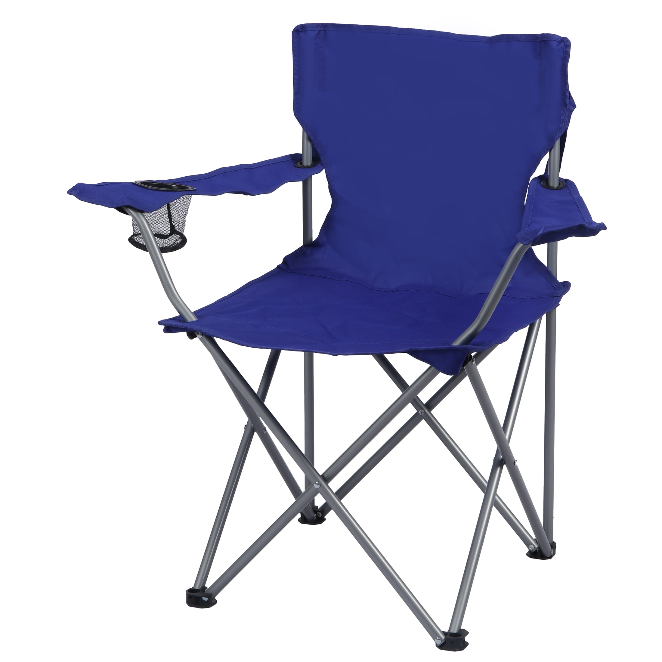 Ozark Trail Quad Folding Camp Chair with Cup Holder, Royal Blue