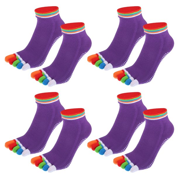 Calcetines de cinco dedos Unique Bargains 4 pares unisex antideslizantes morado oscuro