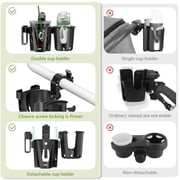 KDD Stroller Cup Holder, Cup Holder Universal with Phone Rack, Suit Wheelchair, Walker, Bike, Scooter, Black