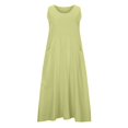 thumbnail image 5 of JUNWELL Liquidation d'Été! Robes d'Été pour Femmes en Liquidation à Moins de 10 $ Grande Taille Sans Manches Amples Maxi Robes en Coton Lin Fluides Décontractées avec Poches, 5 of 5