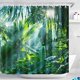 thumbnail image 1 of Bosque de la selva con ganchos Cortina de ducha 180x180cm Plantas tropicales Cortinas de baño Hoja de plátano Cortinas de tela de poliéster lavables al agua resistentes al agua y al moho, 1 of 5