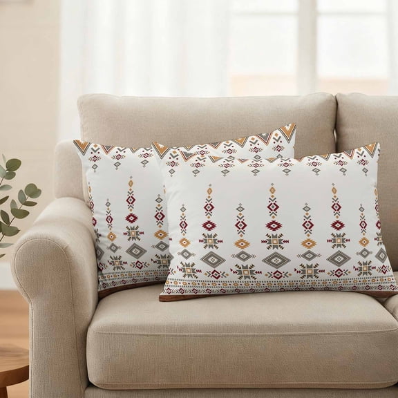 Vintage Abstract Ethnic Art Waterproof Throw Pillow Covers Set of 2 Southwest Tribal Abstract Geometric Outdoor Cushion Cover Pillow Protector Decorative Pillowcases for Bed Sofa Couch