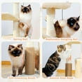 thumbnail image 5 of Small Cat Tree for Indoor Cats, Medium Cat Tower with Interactive Cat Toy, 32.7" Cat Condo with Self Groomer Brush, Natural Cat Scratching Post, Dangling Balls for Small & Medium Cats, Beige, 5 of 8