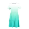 thumbnail image 6 of DecSea Women 2025 Casual Summer Dresses Spring Gardient Crew Neck Short Sleeve Knee Length Beach Dress with Pockets, 6 of 6