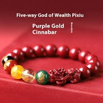 Purple Gold Sand Five-way Fortune Natural Cinnabar Bracelet
