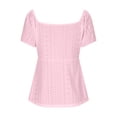 thumbnail image 5 of jtjvou V-neck Lace Up Short Sleeve T-shirt Casual Top Comfortable Fashion Tee Lightweight Blouse Casual Wear Daily Summer Tops Pink XL, 5 of 9