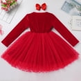 thumbnail image 3 of IDOPIP Toddler Baby Girls Velvet Tutu Tulle Dress Long Sleeve Xmas Wedding Party Fall Winter Dress, 3 of 9